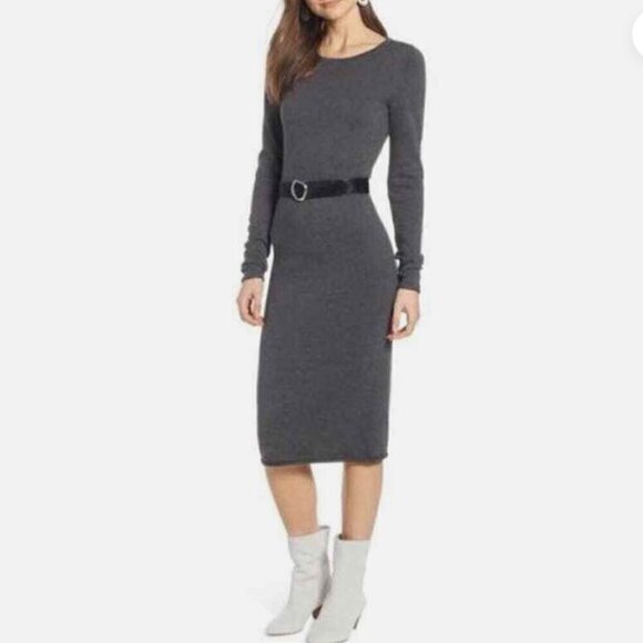 Something Navy Dresses & Skirts - Something Navy Gray Knit Long Sleeve Sweater Dress M NEW Minimalist